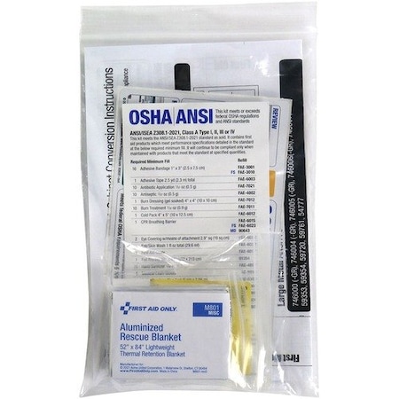 First Aid Only Replacement Kit, f/ANSI A First Aid, w/Foil Blanket, Clear FAO91365